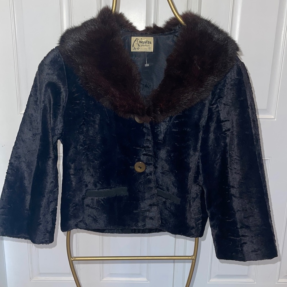 Vintage A Winter Product faux fur with real fur collar.